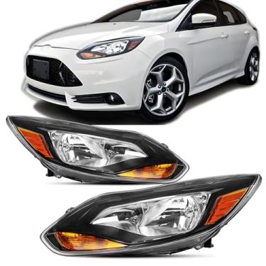 Imagem de Conjunto de faróis para farol de substituição Ford Focus 2012 2013 2014, lâmpada inclusa, caixa preta de canto âmbar