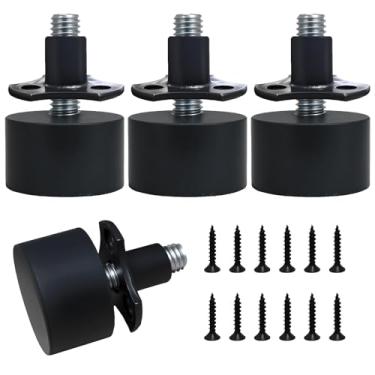 Imagem de MajesticDh Pés ajustáveis de borracha para móveis/mesa/sofá/armário rosqueados com inserção rosqueada, niveladores de pés/pernas resistentes de 0,95 cm a 16 mm (4 peças/pacote)