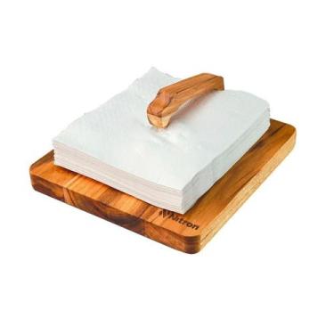 Imagem de Suporte Madeira Teca Porta Guardanapos Papel Premium Rustico - Nitron