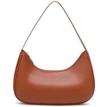 Imagem de Bolsa de ombro moderna para mulheres fofas Hobo Tote Mini Clutch Underarm Purse para uso diário/trabalho/viagem/passeios casuais, Marrom claro