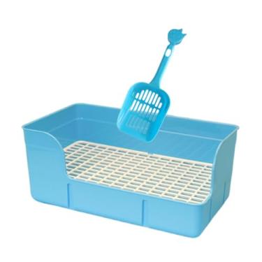 Imagem de ShengQuanHao Caixa de Areia para Coelhos de Estimação, Bandeja para Mictório de Coelhos, Hamster, Rato, Chinchilas, Grade, Caixa de Areia para Gatos, Gaiol, Azul