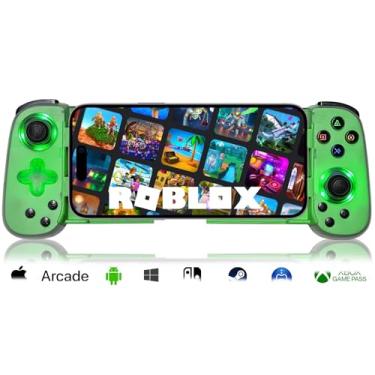 Imagem de arVin Wireless Gamepad for iPhone, Android with Phone CASE Support/Green Light/Hall Effect Joystick/Turbo, Cell Phone Controller for iPhone 15/14/13/Samsung Galaxy 23/22/21/Call of Duty/Genshin/Diablo