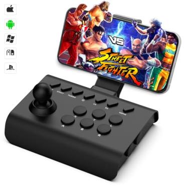Imagem de arVin Arcade Fight Stick Joystick Game Controller for iPhone iOS Android PC Fighting Stick for Nintendo Switch/PS3/PS4 Arcade Rocker Gamepad with Turbo & Marco for Emulators/Cloud/PS Remote Play/Steam