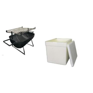 Imagem de Kit Viagem Férias Churrasqueira + Caixa Isopor Térmica 28L