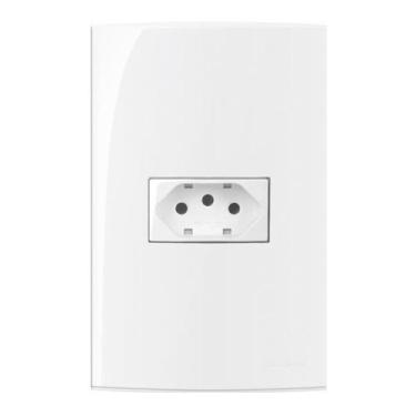 Imagem de conjunto tomada horizontal 4x2 10a 2p+t 250v com placa margirus sleek 