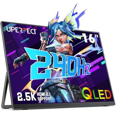 Imagem de UPERFECT Monitor portátil QLED 2,5K 240Hz, monitor portátil de jogos de 40.6 cm 2560x1600 QHD 100% DCI-P3 400 Nits com suporte e VESA, tela externa HDMI 2.1 de sincronização adaptável para laptop, PC