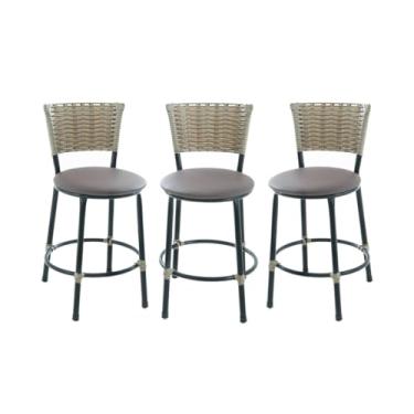 Imagem de BANQUETAS BANCO BAIXO DE COZINHA AMERICANA AREA GOURMET FIBRA SINTETICA CAPUCCINO(MARROM)