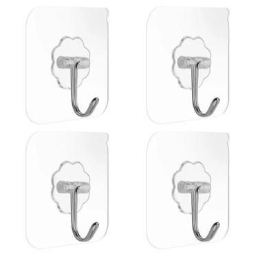 Imagem de Kit 100x Ganchos Cabide Forte Adesivo Sem Furo Parede Multiuso Transpa