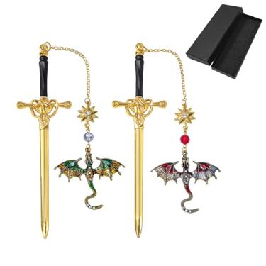Imagem de Marcadores de página Fantasy Fourth Wing Dragon Sword – Marcadores de página para fãs da quarta asa, marcadores legais para homens, presentes de dragão para leitores masculinos como presentes de