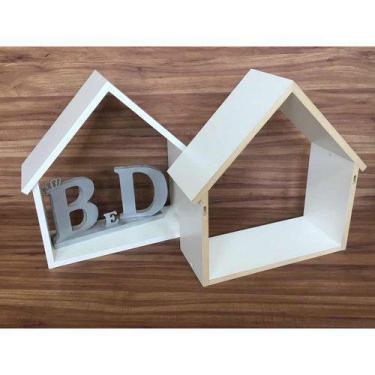 Imagem de Nicho Casinha 2 Peças Branco 38x43x15cm - B&D Arte e Decoração
