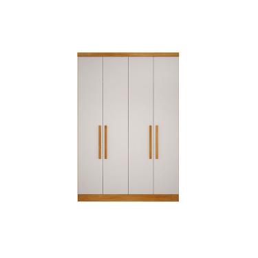Imagem de Módulo de Quarto Solteiro Guarda Roupa Rizon c/ 4 Portas e 3 Gavetas Freijo Cumaru c/ Fendi - Novo Horizonte