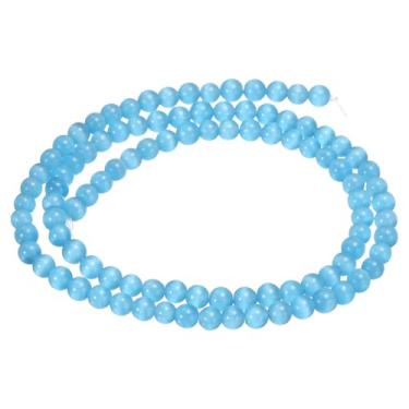 Imagem de HARFINGTON 98 peças de contas de pedra olho de gato azul 4 mm contas redondas lisas de cristal solto para fazer joias, pulseiras, colar, brincos, faça você mesmo
