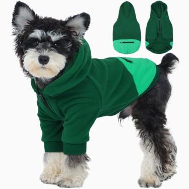 Imagem de Nanaki Moletom com capuz para cachorro pequeno, médio e grande, moletom com capuz - moletons elegantes macios com bolso, jaqueta de lã quente roupas de labrador chihuahua inverno (verde, P (Costas: 29