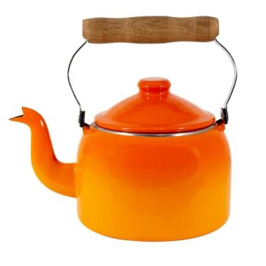 Imagem de Chaleira Tradicional 16 Esmaltada Laranja Degradê - 1800 ml - Ewel, Linha Mãe Ágata