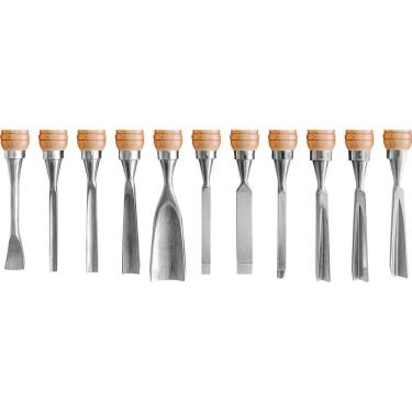 Imagem de Jogo Formão Entalhar Madeira 11 Peças Cabo Madeira Vonder