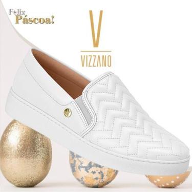 Imagem de Tênis Feminino Slip On Vizzano Confortável Calce Fácil Macio, Branco, 