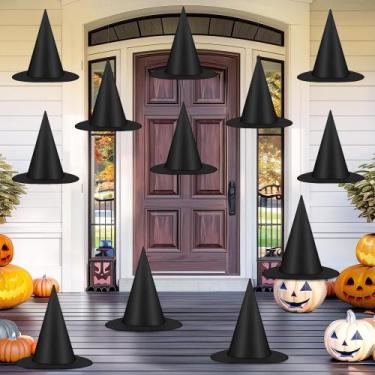 Imagem de Chapéus de bruxa de Halloween Helimoto pretos pendurados 12 peças com 