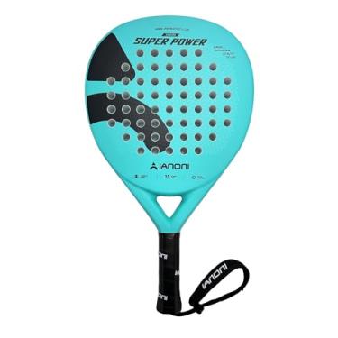 Imagem de ianoni Raquete de padel de fibra de carbono + superfície 3D com núcleo de espuma flexível de memória EVA - superpotência-preto e laranja