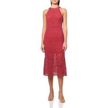 Imagem de GUESS Vestido feminino de crochê Nicki sem mangas, Vermelho Sienna, 46