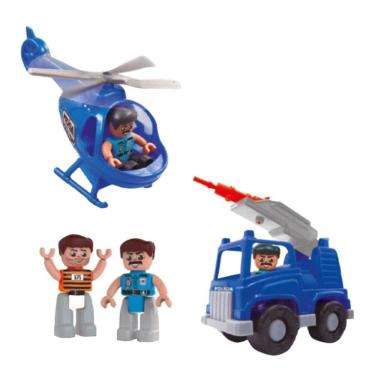 Imagem de Bonecos Infantil Police Team  com Caminhão Lançador de Dardos Helicóptero Maral