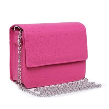 Imagem de Bolsa Croco Feminina com Alça de Corrente e Alça de Mão Tendência para o Dia a Dia e Festa