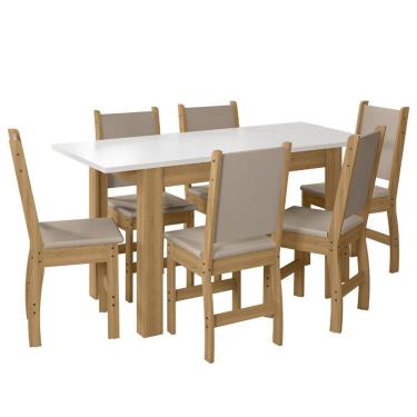Imagem de Mesa de Jantar Bellagio 6 Lugares com Cadeira Clara Poliman Móveis