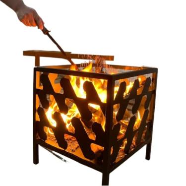 Imagem de Lareira Externa A Lenha Portátil Em Aço Carbono Rustica,45x35x35cm