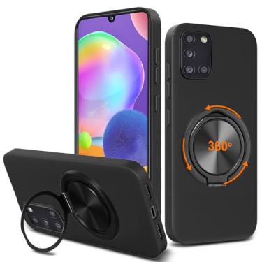 Imagem de Nijiadi Capa de celular compatível com Samsung Galaxy A31, suporte de anel giratório de 360° com suporte/suporte de silicone TPU Silm Fit capa protetora à prova de choque para Samsung Galaxy A31