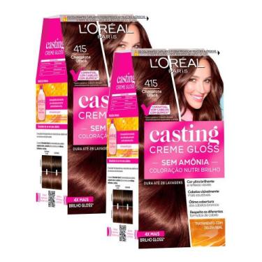 Imagem de Kit 2 Tintura Casting Creme Gloss L'oréal Paris 415 Chocolate Glacê