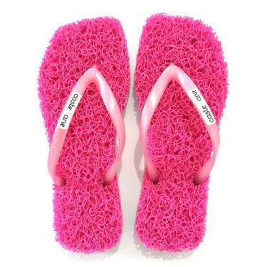 Imagem de Chinelo Casual Square Castellane indicado para quem sofre com Fascite Plantar, Esporão de Calcâneo, Neuroma de Morton e Hiporidrose Plantar, Massageador para seus pés ele é Leve, Durável e elegante, além da Sensação de estar pisando em um Tapete, conforto a cada passo. (Rosa Pink, 37/38, BR, Adulto,