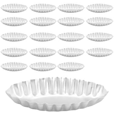 Imagem de 20 formas ovais caneladas de torta de ovo em forma de barco antiaderente para pudim de pão (trompete prata-20)