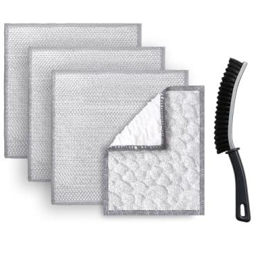 Imagem de XANGNIER Kit de limpeza de ferro fundido, 5 peças de kit de cuidados de limpeza de frigideira de ferro fundido, acessórios para grelha, panela, forno holandês, wok, panela de aço inoxidável, utensílio