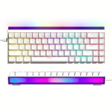 Imagem de Womier 60% Percent Keyboard with Light Box, Wired Keyboard Gaming Mechanical with MCA Keycaps, OEM Profile, Programable, 64 Keys Hot Swap RGB Cream Key Board for PC Computer Win/MAC (WK68 PRO-White)