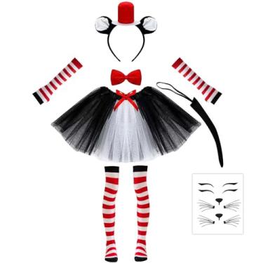 Imagem de Orizizhic Conjunto de 7 peças de acessórios de fantasia de gato, roupa de cosplay de gato, inclui orelha de gato, saia tutu, gravata borboleta, meias e luvas adesivas, para cosplay, festa de carnaval
