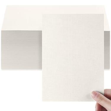 Imagem de Geosar 150 folhas de linho cartolina convite cartolina papel pesado para impressora 41,7 kg 250gsm cartões de índice para capa de impressora, cartões postais em branco Flash Note Greeting (bege)