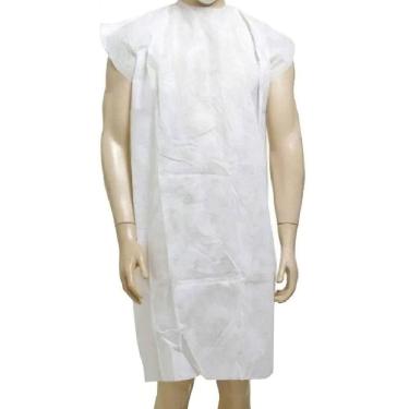 Imagem de Avental Descartável Tnt 20G Manga Curta Branco - 10 Unidades