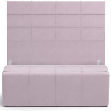 Imagem de Kit Cabeceira Cama Box Casal 140cm com Calçadeira Roma W01 Suede Rosê - Lyam