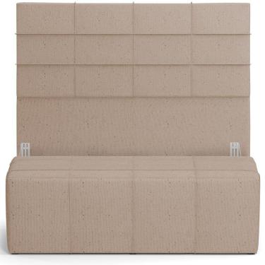 Imagem de Kit Cabeceira Cama Box Casal 140cm com Calçadeira Roma W01 Linho Bege Escuro - Lyam