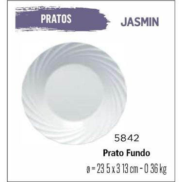 Imagem de Jogo De Prato Jasmin 12 Pratos Fundos - Sopa - 23Cm Branco