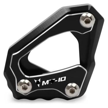 Imagem de BYYINGSUS Placa de suporte de almofada de extensão de suporte lateral CNC para motocicleta compatível com Y&AMAHA MT-10 MT 10 MT10 FZ-10 FZ10 R1M R1 M 2015-2023 (preto)