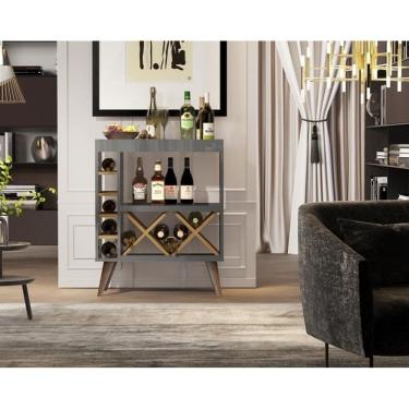 Imagem de Aparador com Adega Chateau Ônix/Madeirado 82,5x0,67x0,31cm