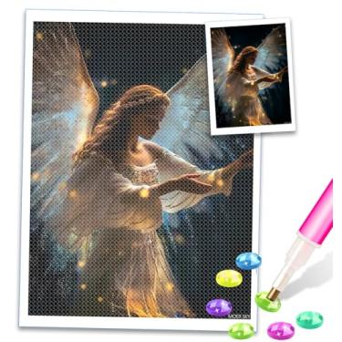 Imagem de MOER SKY 5D DIY Angel Star Art Diamond Art Diamond Dots Broca completa para decoração de parede de casa Kits de pintura de diamante de anjo para adultos arte de pedras 30,5 x 40,6 cm