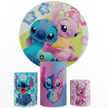Imagem de Kit Decoração Festa, Painel Stitch + Trio Capas De Cilindros (Color 01)