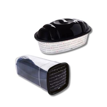 Imagem de Kit 2 Porta Pão e Pão de Forma Decorado Tampa Preta Plasútil 4422 / 5610