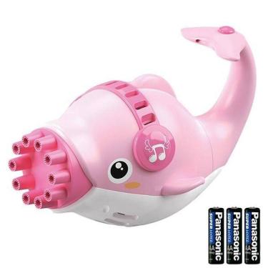 Imagem de Kit 1 Golfinho Bolha Sabão Criança Infantil+ 3 Pilha Rosa 11