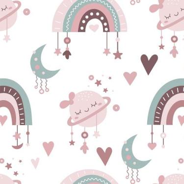 Imagem de Papel de Parede 10 Metros Adesivo Boho Infantil Kids para Quarto Sala 