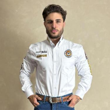 Imagem de camisa country radade manga longa rodeio cowboy masculina festa peao, 