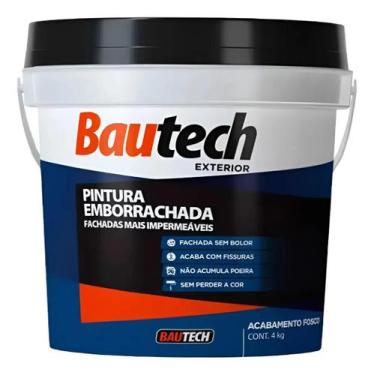 Imagem de Tinta Emborrachada Impermeavel Externa 4kg Galão Bautech, Branco
