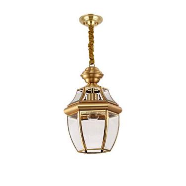 Imagem de Lustre E27 Todo em Cobre Luminária Pendente de Teto Cozinha Varanda Corredor Varanda Luxuosa Lâmpada Quarto Corredor Entrada Abajur de Vidro Dourado Dispositivo de Iluminação Lustre/E