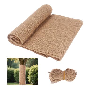 Imagem de Klmnop Rolo de envoltório de serapilheira natural de 39,9 cm x 9 m com corda de 2 m, protetor de tronco de árvore extra largo para inverno, tecido de serapilheira de proteção contra congelamento de